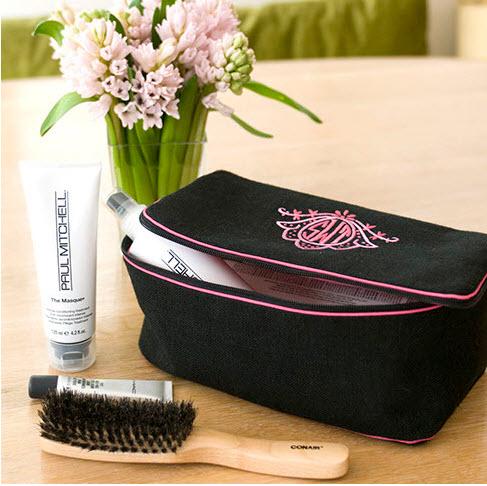Walker Valentine Monogrammed Beth Cosmetic Case 10" x 5" x 5.5"  Luggage & Bags > Toiletry Bags
