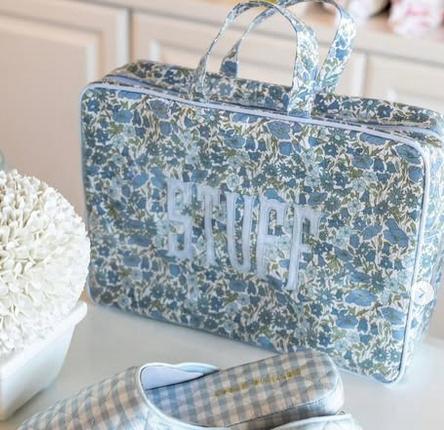 Walker Valentine Monogrammed Medium Top Handled Cosmetic Bag 11 x 7  Luggage & Bags > Toiletry Bags