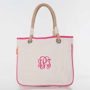 Monogrammed Canvas Rope Tote  Apparel & Accessories > Handbags > Tote Handbags