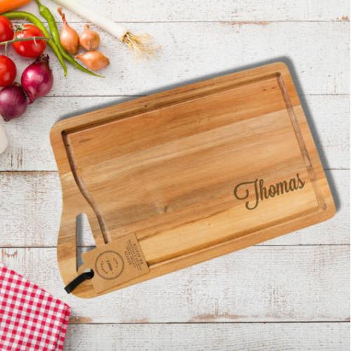 Personalized Acacia Paddle Cutting Board – 15¾″ × 9⅝″  Home & Garden > Kitchen & Dining > Kitchen Tools & Utensils > Cutting Boards