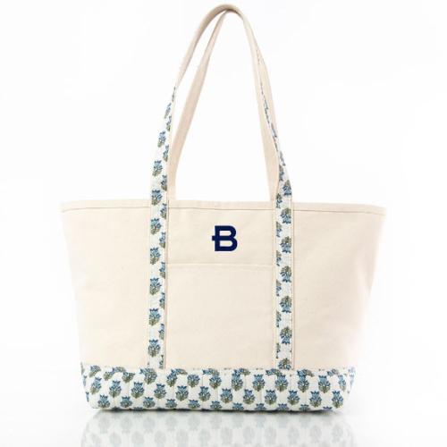 Personalized Aqua Block Print Large Classic Boat Tote  Luggage & Bags > Shopping Totes