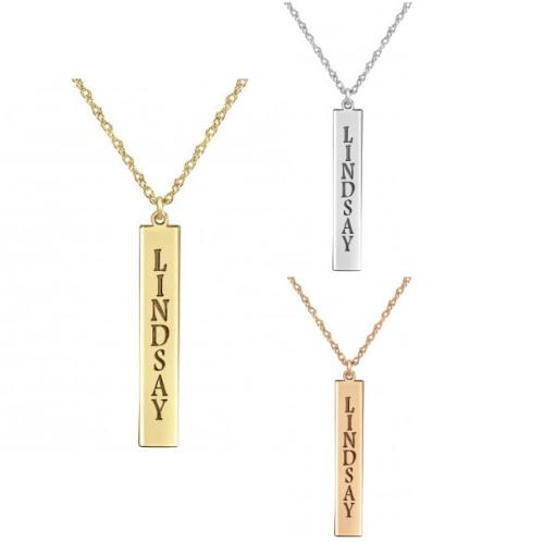 Vertical Rectangle Bar Name Pendant Necklace   Apparel & Accessories > Jewelry > Necklaces