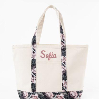 Monogrammed Vintage Rose Classic Tote  Apparel & Accessories > Handbags > Tote Handbags