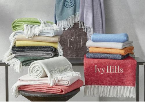 Matouk Pezzo Brushed Cotton Throw Monogrammed   Home & Garden > Linens & Bedding > Bedding > Blankets > Throws